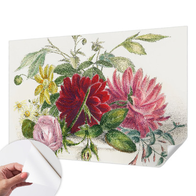 Mural de pared con estampado hermoso con un ramo de flores
