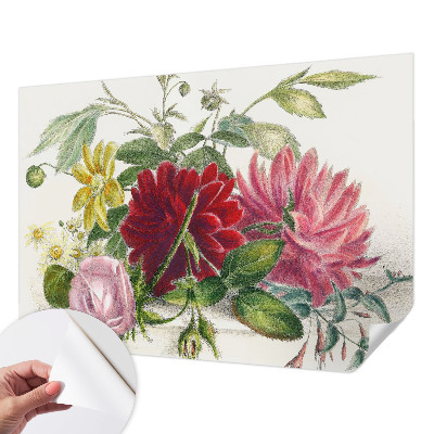 Mural de pared con estampado hermoso con un ramo de flores