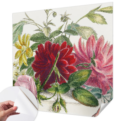 Mural de pared con estampado hermoso con un ramo de flores