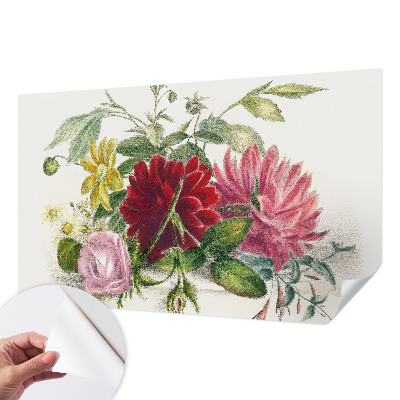 Mural de pared con estampado hermoso con un ramo de flores