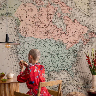 Papel mural texturado decorativo Mapa histórico