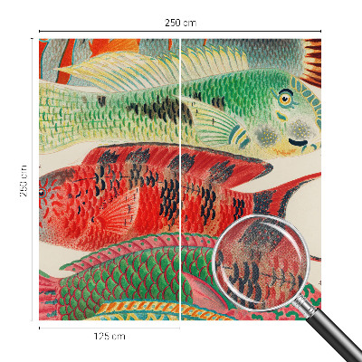 Papel mural con patrón decorativo con diseño de peces exóticos