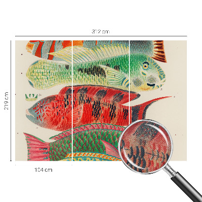 Papel mural con patrón decorativo con diseño de peces exóticos
