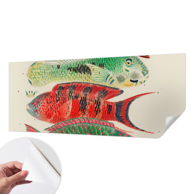 Papel mural con patrón decorativo con diseño de peces exóticos