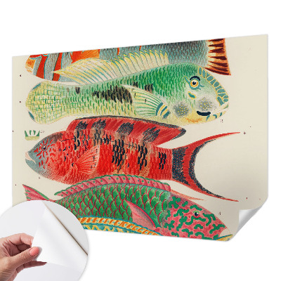 Papel mural con patrón decorativo con diseño de peces exóticos