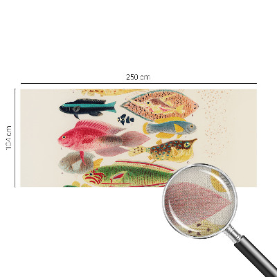 Papel mural texturado decorativo con diseño de peces coloridos