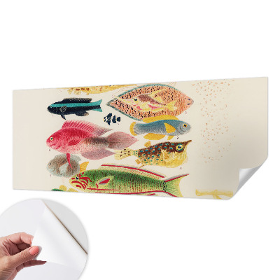 Papel mural texturado decorativo con diseño de peces coloridos