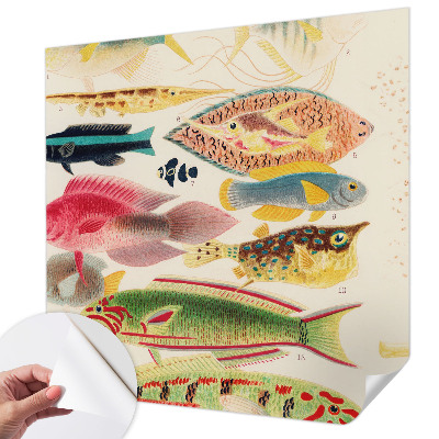 Papel mural texturado decorativo con diseño de peces coloridos