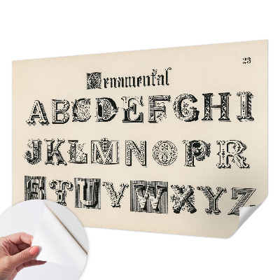 Papel mural texturado decorativo con letras decorativas impresas