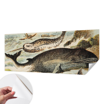 Papel mural con patrón decorativo con diseño de gigantes marinos