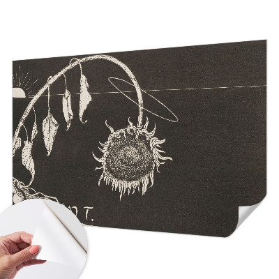 Papel mural con patrón decorativo con motivo de girasol de estilo nostálgico
