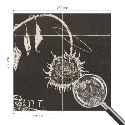 Papel mural con patrón decorativo Girasol nostálgico