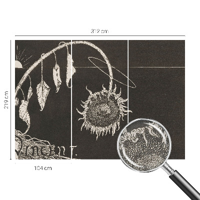 Papel mural con patrón decorativo Girasol nostálgico