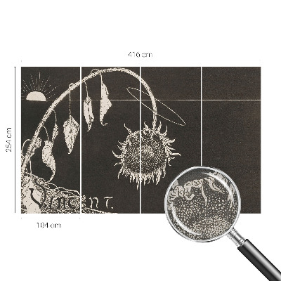 Papel mural con patrón decorativo Girasol nostálgico