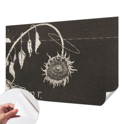Papel mural con patrón decorativo con motivo de girasol de estilo nostálgico