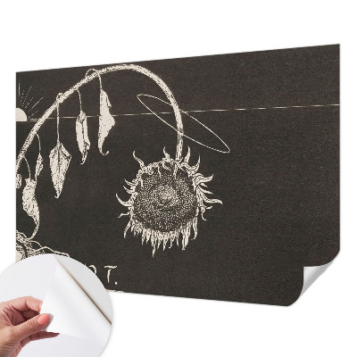 Papel mural con patrón decorativo con motivo de girasol de estilo nostálgico