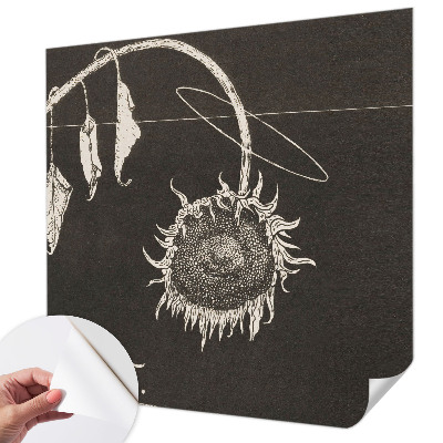 Papel mural con patrón decorativo con motivo de girasol de estilo nostálgico