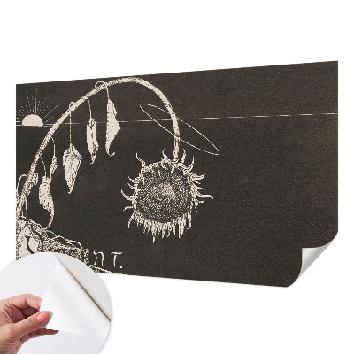 Papel mural con patrón decorativo con motivo de girasol de estilo nostálgico