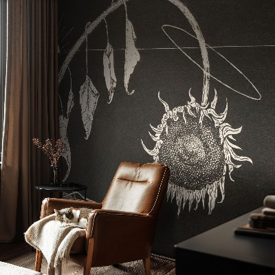 Papel mural con patrón decorativo Girasol nostálgico