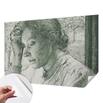 Fotomural decorativo para cabecero de cama con ilustración de mujer reflexiva