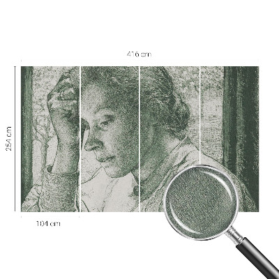 Fotomural decorativo para cabecero de cama con ilustración de mujer reflexiva