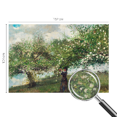 Papel mural texturado decorativo con escena primaveral