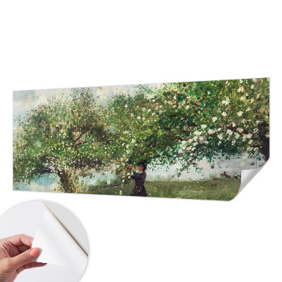 Papel mural texturado decorativo con escena primaveral