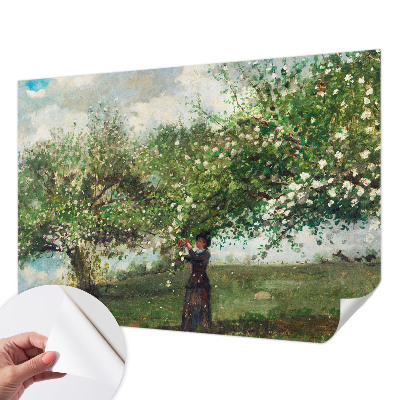Papel mural texturado decorativo con escena primaveral