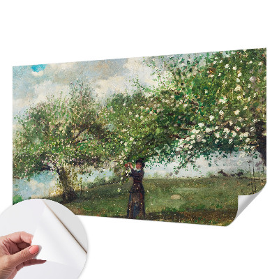 Papel mural texturado decorativo con escena primaveral