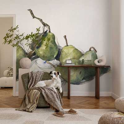 Mural de pared con estampado hermoso peras de acuarela