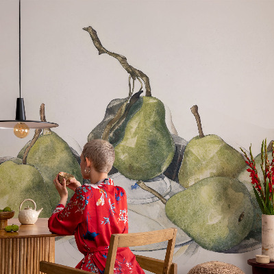 Mural de pared con estampado hermoso peras de acuarela