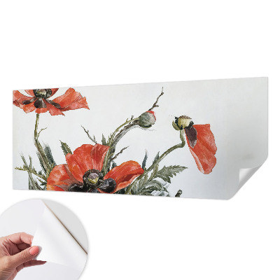 Papel mural texturado decorativo con motivo de amapolas rojas