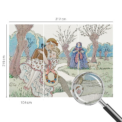 Papel mural texturado decorativo Escena romántica