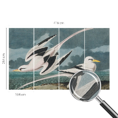 Papel mural con patrón decorativo Pájaros junto al mar