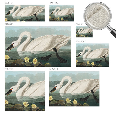 Fotomural decorativo para cabecero de cama con motivo de cisnes y nenúfares
