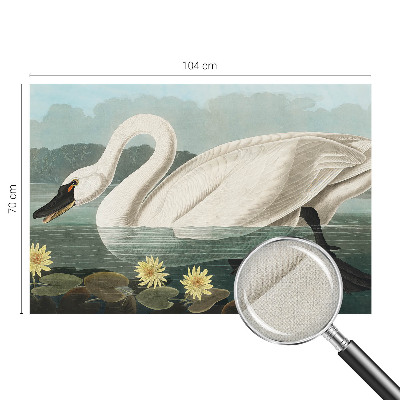 Fotomural decorativo para cabecero de cama con motivo de cisnes y nenúfares