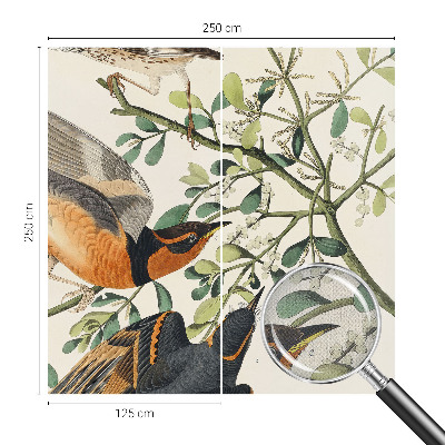 Papel mural con patrón decorativo con pájaros coloridos