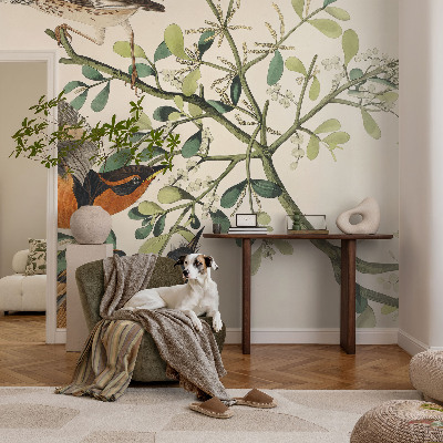 Papel mural con patrón decorativo Pájaros coloridos