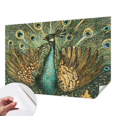 Mural de pared con estampado hermoso con un majestuoso pavo real