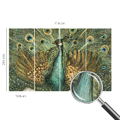 Mural de pared con estampado hermoso Majestuoso pavo real