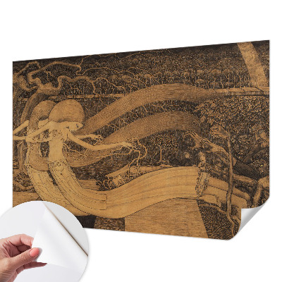 Papel mural texturado decorativo con personajes surrealistas