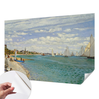 Papel mural con patrón decorativo con un motivo de paisaje costero
