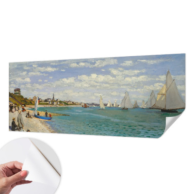Papel mural con patrón decorativo con un motivo de paisaje costero