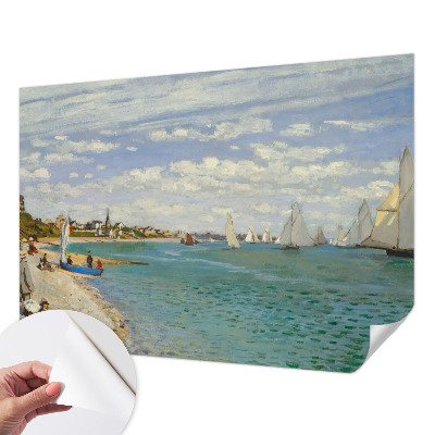 Papel mural con patrón decorativo con un motivo de paisaje costero