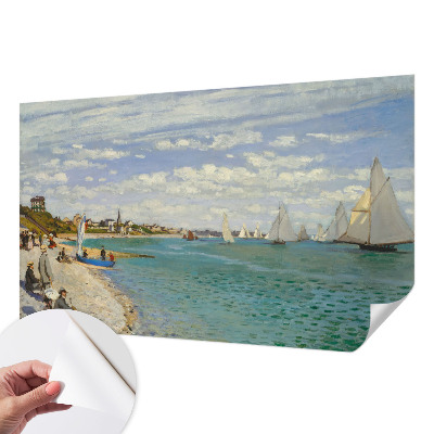 Papel mural con patrón decorativo con un motivo de paisaje costero