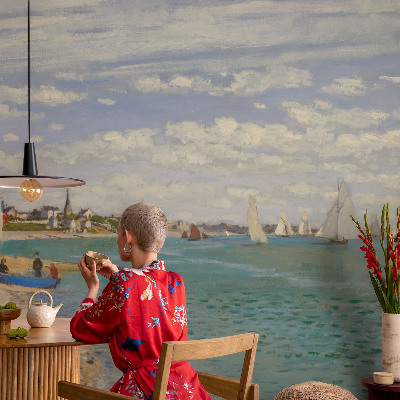 Papel mural con patrón decorativo Paisaje costero