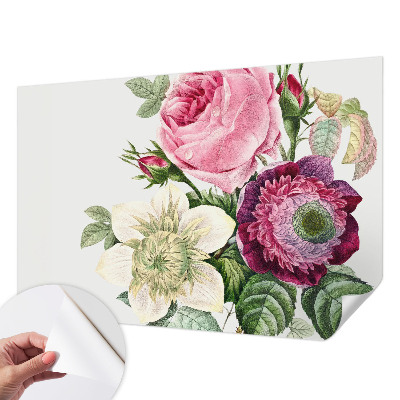 Papel mural texturado decorativo con un diseño de ramo de flores
