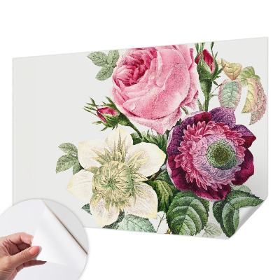 Papel mural texturado decorativo con un diseño de ramo de flores