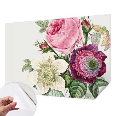 Papel mural texturado decorativo con un diseño de ramo de flores