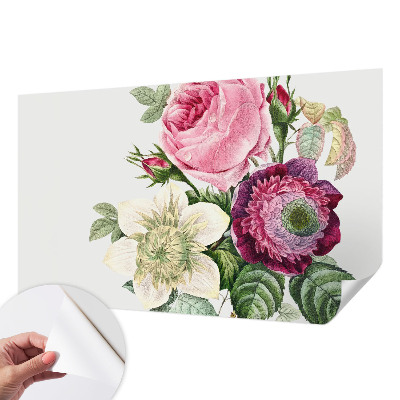Papel mural texturado decorativo con un diseño de ramo de flores